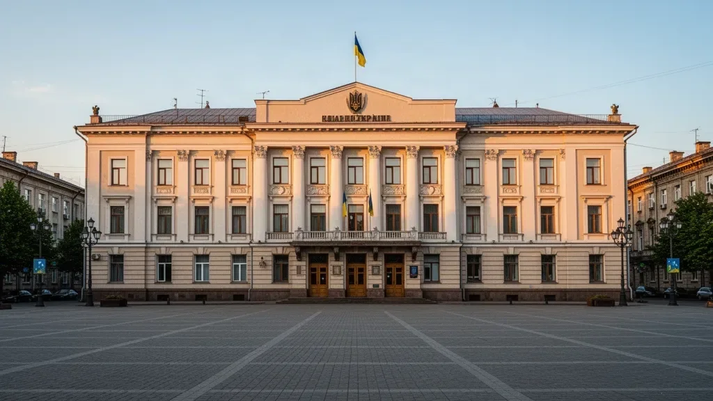 Будівля міської ратуші та виборчі бюлетені під час підрахунку голосів