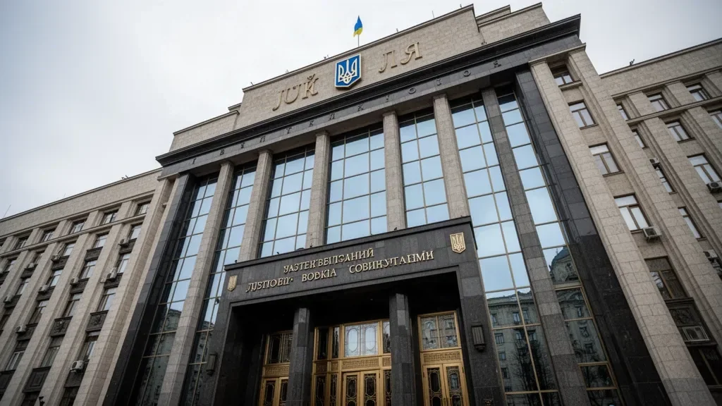Здание Офиса генерального прокурора и символы правосудия