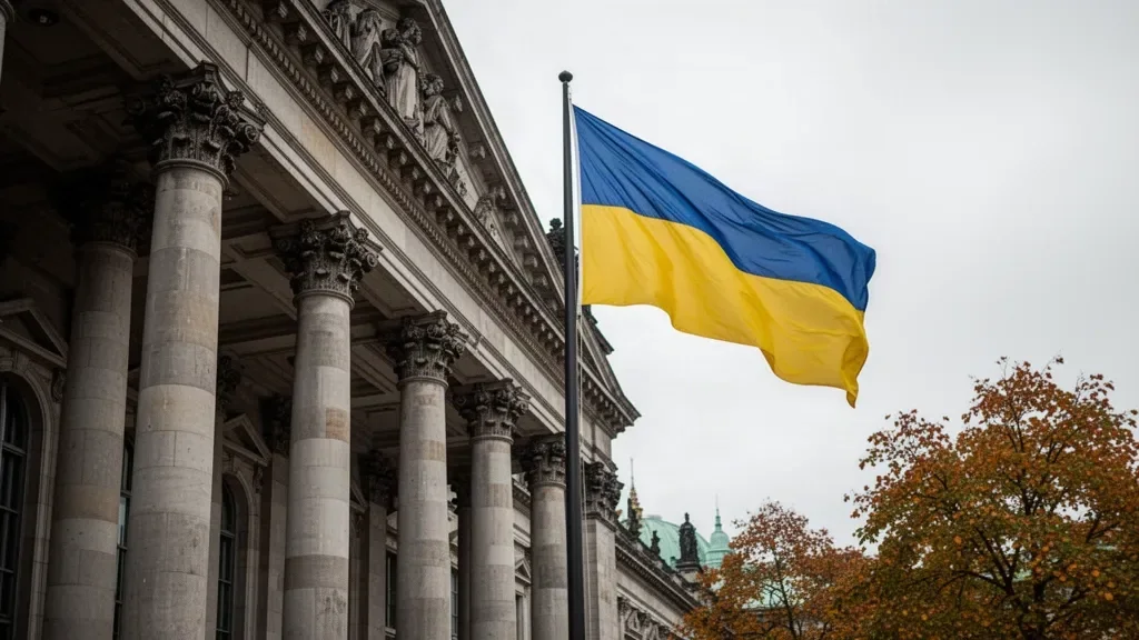 Будівля парламенту з державним прапором на тлі осіннього неба