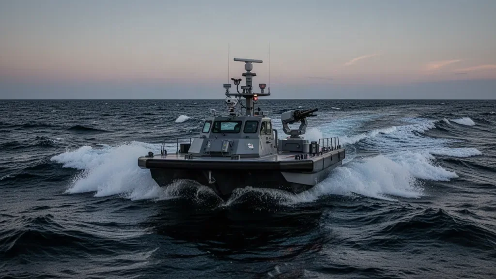 Морський дрон на високій швидкості маневрує на поверхні моря