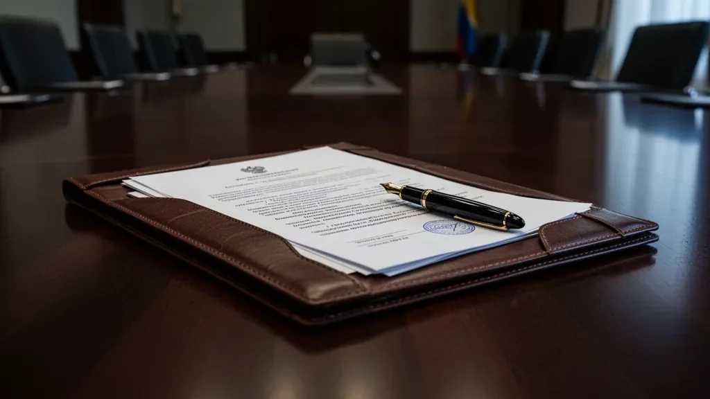 Папка з документами для дипломатичних переговорів на столі