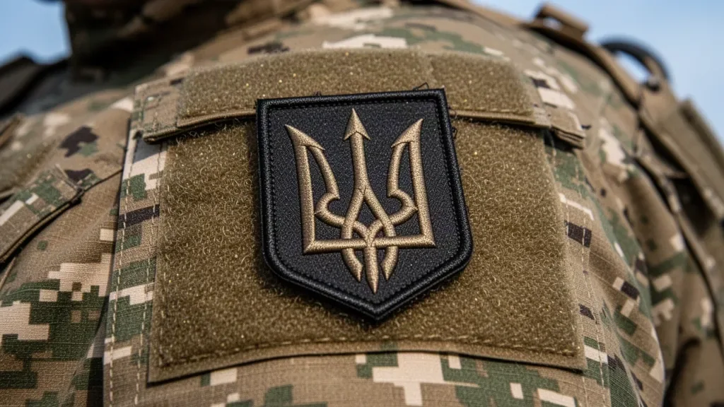 Військовий шеврон із символікою підрозділу на камуфляжній формі бійця