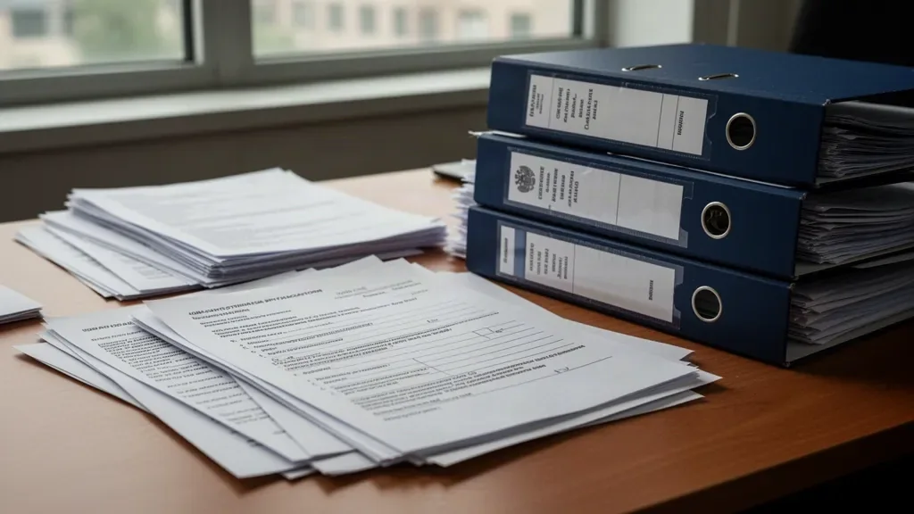 Картки резюме та папки з документами кадрового обліку на столі в службі зайнятості