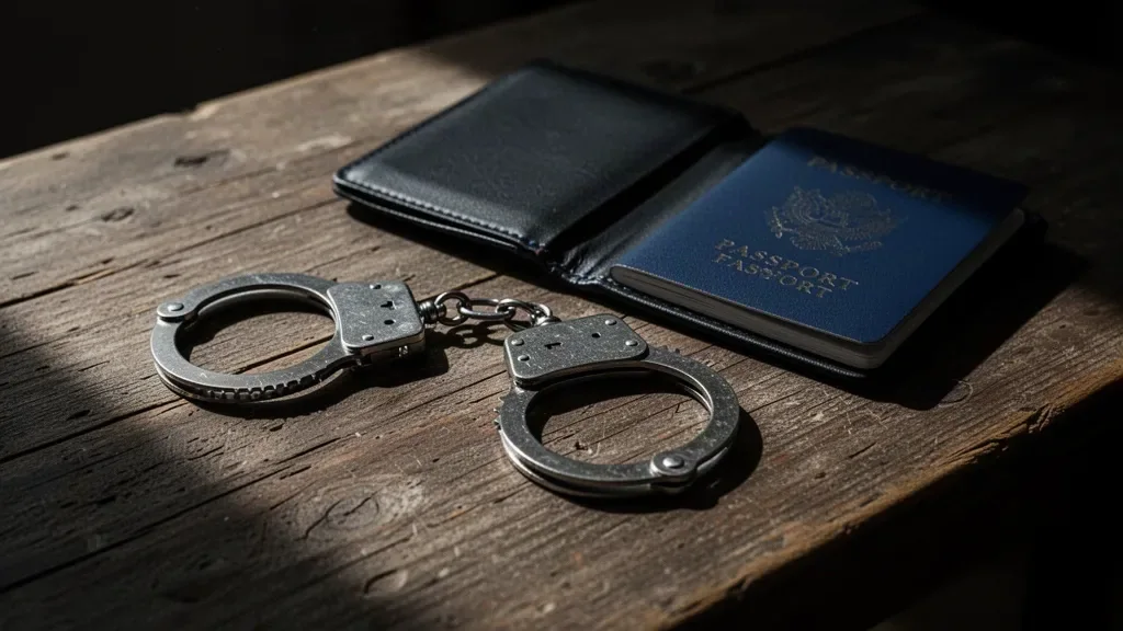 Поліцейські стрічки та наручники під час затримання підозрюваних