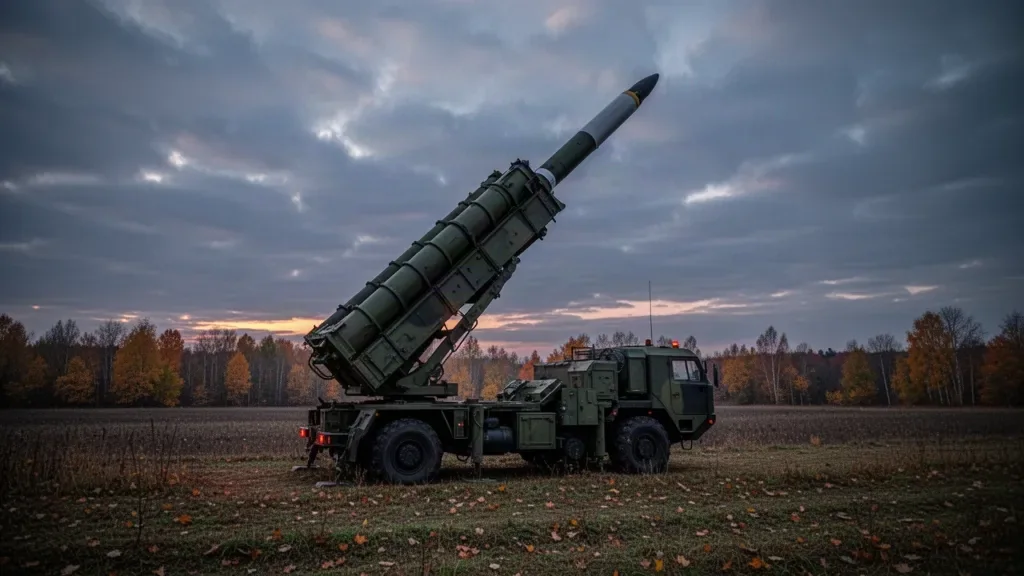 Система протиповітряної оборони на бойовому чергуванні в полі на світанку
